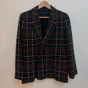 Zara Green and Red Plaid Blazer